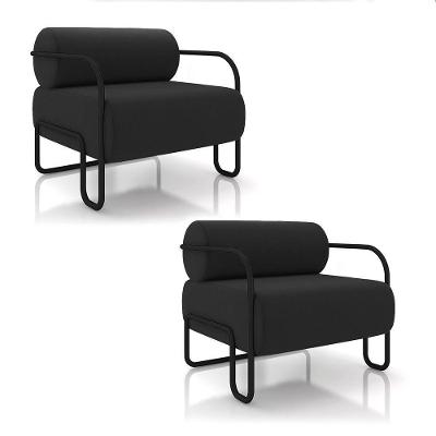 Poltrona Sala De Estar Industrial Preto Kit 2 Ameli Veludo Preto Kit 2 K01 - D'rossi