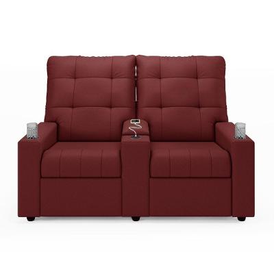 Poltrona Reclinável Para Cinema Parma 2 Lugares Baú Usb Pu Fh1 - D'rossi Cor Vermelho