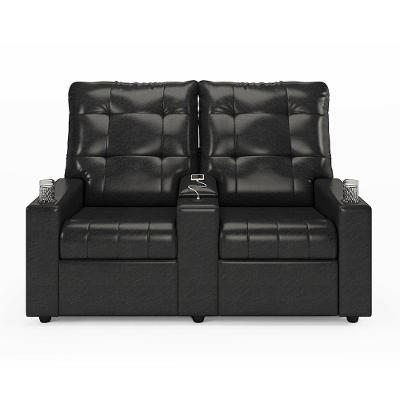 Poltrona Reclinável Para Cinema Parma 2 Lugares Baú Usb Pu Preto Brilho Fh1 - D'rossi