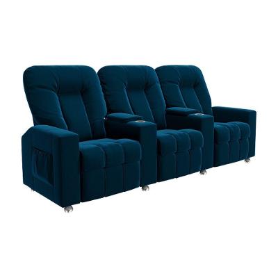 Poltrona Reclinável Para Cinema 3 Lugares Sora Veludo Azul Marinho Fh1 - D'rossi