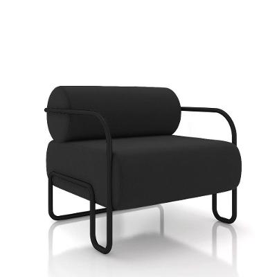 Poltrona Sala De Estar Industrial Preto Ameli Veludo Preto K01 - D'rossi
