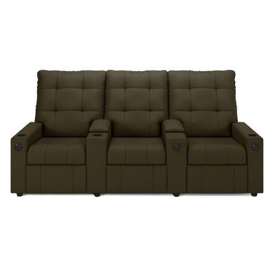 Poltrona Reclinável Para Cinema Parma 3 Lugares Baú Usb Veludo Fh1 - D'rossi Cor Capuccino