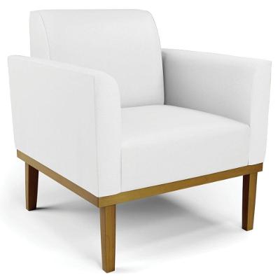 Poltrona Decorativa Base Madeira Castanho Maressa Sintético Branco