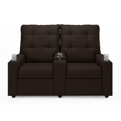 Poltrona Reclinável Para Cinema Parma 2 Lugares Baú Usb Pu Fh1 - D'rossi Cor Marrom