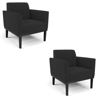 Poltrona Base Madeira Preto Kit 2 Maressa Veludo Preto