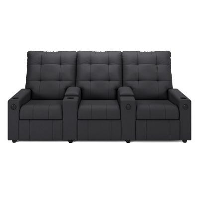 Poltrona Reclinável Para Cinema Parma 3 Lugares Baú Usb Veludo Fh1 - D'rossi Cor Cinza