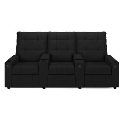 Poltrona Reclinável Para Cinema Parma 3 Lugares Baú Usb Pu Preto Fh1 - D'rossi
