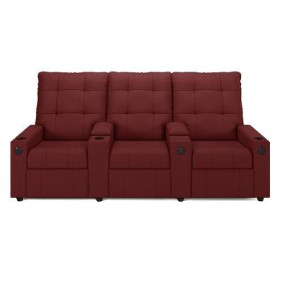Poltrona Reclinável Para Cinema Parma 3 Lugares Baú Usb Pu Fh1 - D'rossi Cor Vermelho