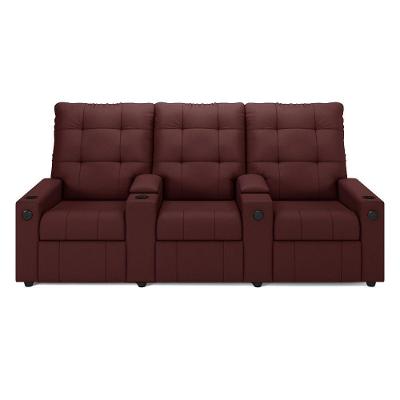 Poltrona Reclinável Para Cinema Parma 3 Lugares Baú Usb Veludo Fh1 - D'rossi Cor Vinho