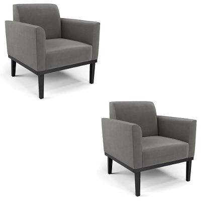Poltrona Base Madeira Preto Kit 2 Maressa Suede Grafite