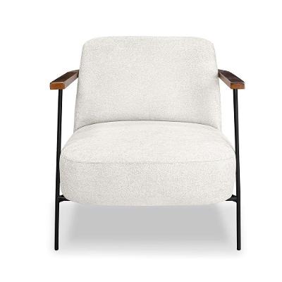 Poltrona Sala De Estar Base Industrial Preto Talim Bouclê S04 - D'rossi Cor Off White