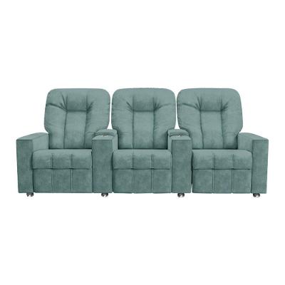 Poltrona Reclinável Para Cinema 3 Lugares Sora Veludo Fh1 - D'rossi Cor Azul Claro