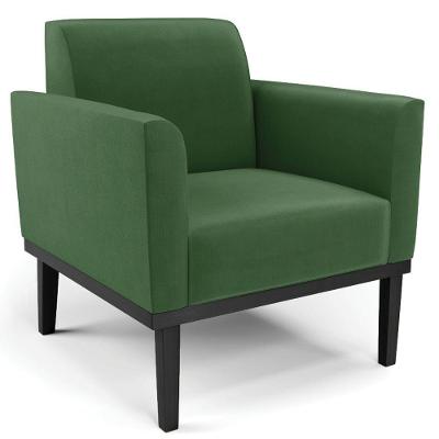 Poltrona Decorativa Base Madeira Preto Maressa Suede Verde