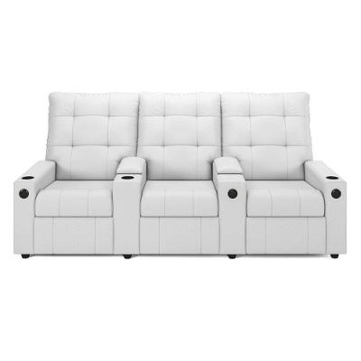 Poltrona Reclinável Para Cinema Parma 3 Lugares Baú Usb Pu Fh1 - D'rossi Cor Branco