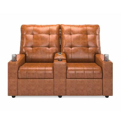 Poltrona Reclinável Para Cinema Parma 2 Lugares Baú Usb Pu Caramelo Brilho Fh1 - D'rossi