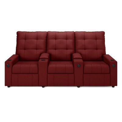 Poltrona Reclinável Para Cinema Parma 3 Lugares Baú Usb Veludo Fh1 - D'rossi Cor Vermelho