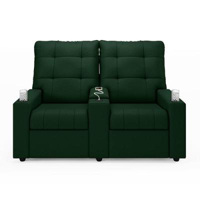 Poltrona Reclinável Para Cinema Parma 2 Lugares Baú Usb Veludo Verde Fh1 - D'rossi