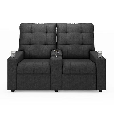 Poltrona Reclinável Para Cinema Parma 2 Lugares Baú Usb Linho Fh1 - D'rossi Cor Grafite