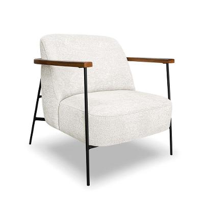Poltrona Sala De Estar Base Industrial Preto Talim Bouclê Off White S04 - D'rossi