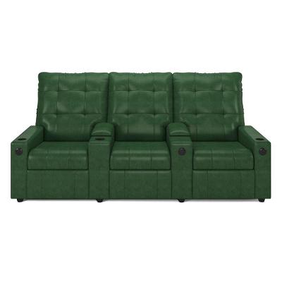 Poltrona Reclinável Para Cinema Parma 3 Lugares Baú Usb Pu Verde Musgo Fh1 - D'rossi