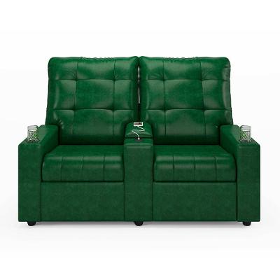 Poltrona Reclinável Para Cinema Parma 2 Lugares Baú Usb Pu Fh1 - D'rossi Cor Verde Musgo