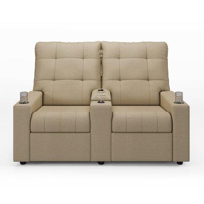 Poltrona Reclinável Para Cinema Parma 2 Lugares Baú Usb Linho Fh1 - D'rossi Cor Bege
