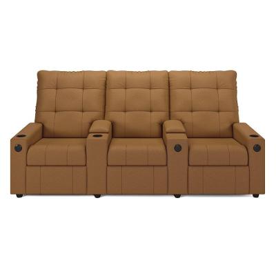 Poltrona Reclinável Para Cinema Parma 3 Lugares Baú Usb Pu Fh1 - D'rossi Cor Caramelo