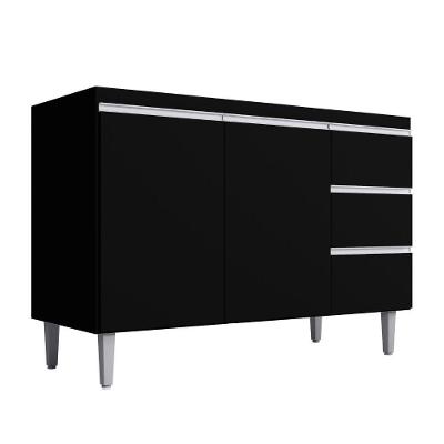 Balcão Para Pia Andréia 100 Cm 2 Portas Preto Ajl