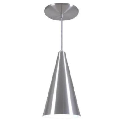 Luminaria Teto Pendente Luxo Lustre Aluminio Cone Prata Prata