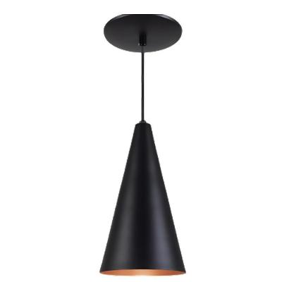 Luminaria Teto Pendente Luxo Lustre Aluminio Cone Preto Preto
