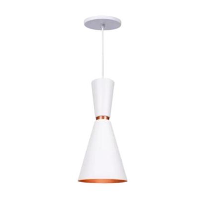 Lustre Pendente Cone Moderno Mesa Balcão Preto Iluminar Ambiente Branco