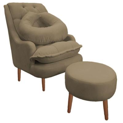 Kit Amamentação Poltrona + Puff + Almofada Suede Cappuccino - Majú Decor