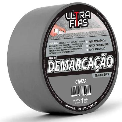 Fita De Demarcação Pvc 30 Metros Sinalização Cores Variedade Cinza