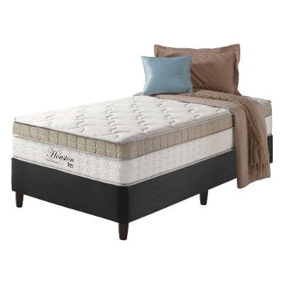 Cama Box Solteiro King Preto + Colchão Molas Houston 96cm