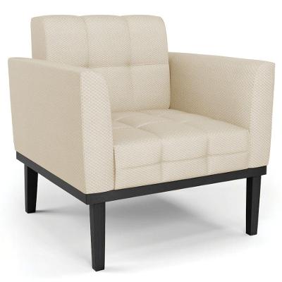 Poltrona Decorativa Base Madeira Preto Ana Veludo Luxo Off White