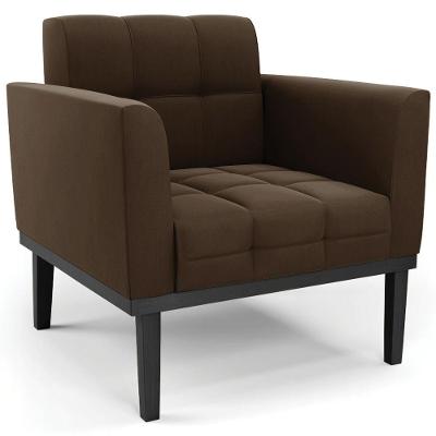 Poltrona Decorativa Base Madeira Preto Ana Suede Marrom