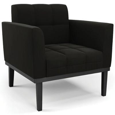Poltrona Decorativa Base Madeira Preto Ana Suede Preto
