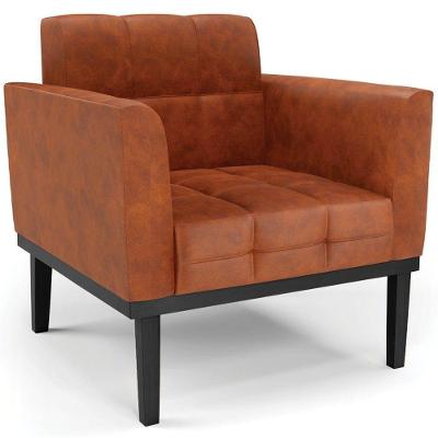 Poltrona Decorativa Base Madeira Preto Ana Sintético Pu Nozes