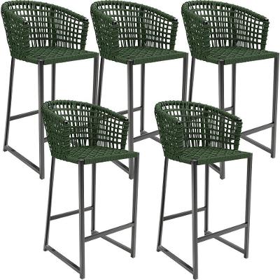 Kit 05 Banqueta Para área Gourmet Cozinha Varanda Corda Náutica Porto D04 Verde - Lyam Decor