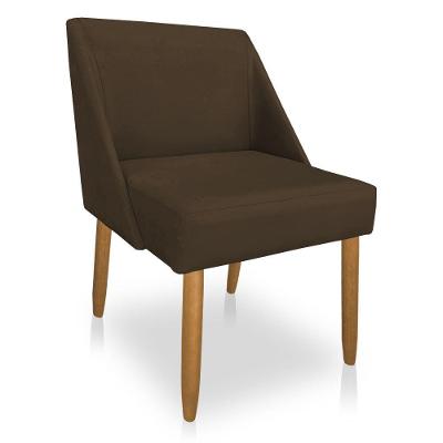 Cadeira Poltrona Juliana Suede Pés Palito Castanho Marrom
