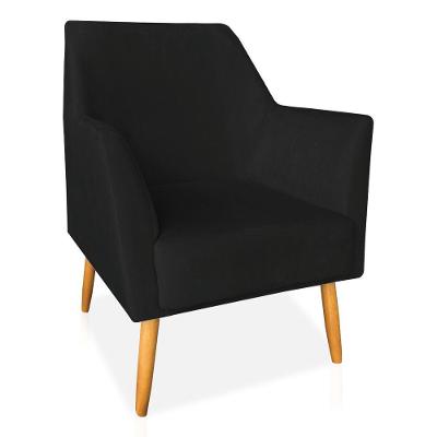 Poltrona Decorativa Julia Veludo Pés Palito Castanho Preto