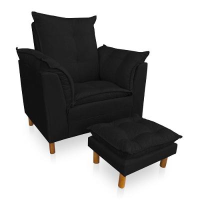Poltrona De Amamentação Com Puff Laura Suede Preto - Pallazio