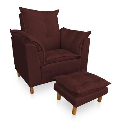 Poltrona De Amamentação Com Puff Laura Suede - Pallazio Cor Marsala