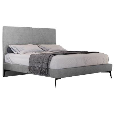Cama Casal Com Cabeceira 145cm Pés Metálicos Elisa S05 Veludo Cinza