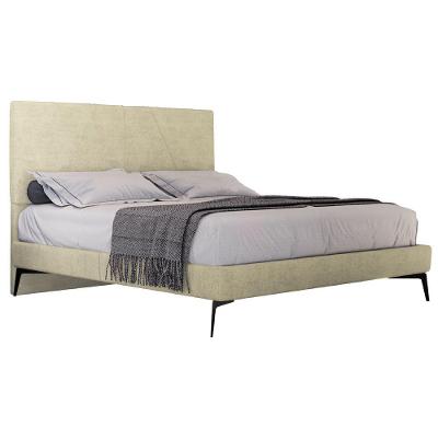 Cama Casal Com Cabeceira 145cm Pés Metálicos Elisa S05 Veludo Bege