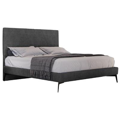 Cama Casal Com Cabeceira 145cm Pés Metálicos Elisa S05 Veludo Preto
