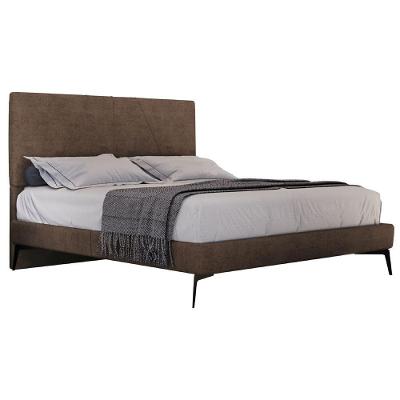 Cama Casal Com Cabeceira 145cm Pés Metálicos Elisa S05 Veludo Marrom