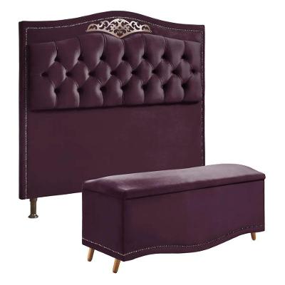 Cabeceira E Calçadeira Holanda 140cm Shop Das Cabeceiras Roxo