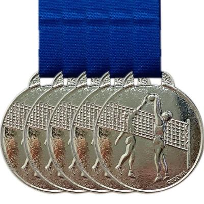 Kit 10 Medalhas Vôlei Campeonato Torneio Praia Beach 3.5cm prata