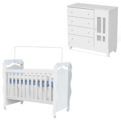 Berço Americano New Nanda E Cômoda Ariel Branco Brilho - Carolina